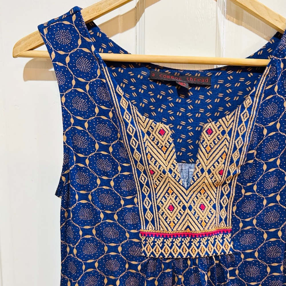 A Common Thread Boho Embroidered Sleeveless Top Size S